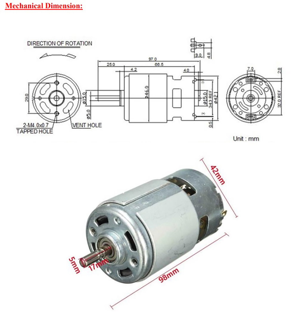 775 DC Motor w/ Motor Mount 12v6000 for R/C or RC - Team Integy