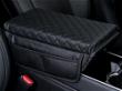 Black PU Leather Armrest Cover w/ Pocket for Tesla Model 3/Y
