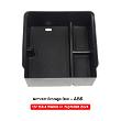 Black ABS Central Control Armrest Storage Box w/ PVC Pad for Tesla 24 Model 3