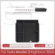 Black ABS Central Control Armrest Storage Box w/ PVC Pad for Tesla 24 Model 3