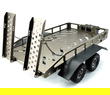 Machined Alloy Dual Axle Flatbed RC Car Trailer Kit, Silver, 1/16-1/18 Scale