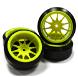 Street Jam Yellow 10 Spoke +10 Offset Wheel (4) Hard 45 Degree Drift Tire Set