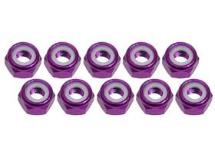 3Racing 4mm Aluminum Lock Nuts (10 Pcs) - Purple