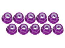 3Racing 3mm Aluminum Flanged Lock Nuts (10 Pcs) - Purple