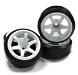Street Jam White Spoke +10 Offset Wheel (4) Hard 45 Degree Drift Tire Set