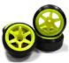 Street Jam Yellow Spoke +10 Offset Wheel (4) Hard 45 Degree Drift Tire Set