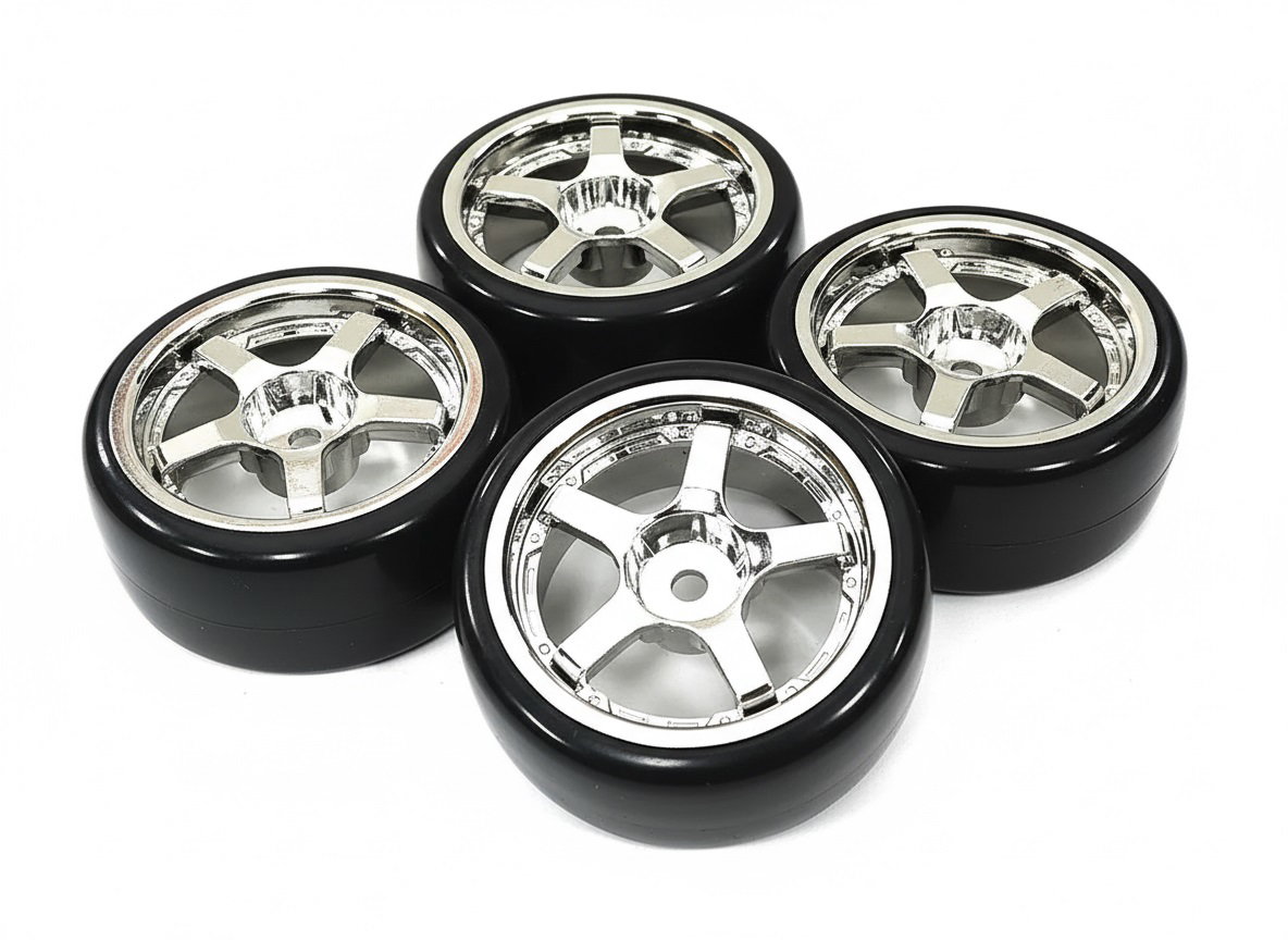 Type I Complete Wheel & Tire Set (4) for 1/10 Drift Racing W=26mm