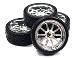 10 Spoke Complete Wheel & Tire Set (4) Wide Offset for 1/10 Touring Car