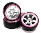 Billet Machined Alloy 6 Spoke Wheel w/ Outer Ring + Drift Tire (4) Set