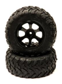 All Terrain AX Tires+6 Spoke Wheels(2)12mm Hex for 1/10 Short Course(O.D.=108mm)