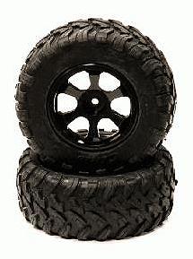 All Terrain AX Tires+6 Spoke Wheels(2)12mm Hex for 1/10 Short Course(O.D.=108mm)