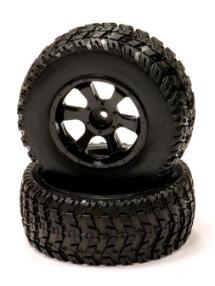 All Terrain BX Tires+6 Spoke Wheels(2)12mm Hex for 1/10 Short Course(O.D.=108mm)