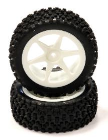 Pre-Mounted 1/10 Buggy 6 Spoke Front 32mm All Terrain Q4018 12mm Hex (O.D. 87mm)