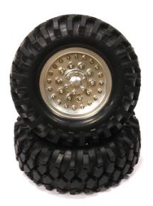 Billet Machined HD Spoke 1.9 Size Wheel w/All Terrain T2 Tires for Scale Crawler