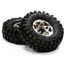Billet Machined 6 Spoke XD 1.9 Wheel & Tire (2) for Scale Crawler (O.D.=110mm)