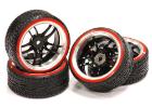 Billet Machined Alloy D5 Spoke Wheel 0 Offset + Drift Tire (4) Set (O.D.=64mm)
