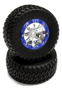 Billet Beadlock Wheels (2) w/ Pavement Tire for 1/10 Short Course (O.D.=110mm)