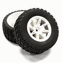 All Terrain HX Tires+D8 Spoke Wheels(2)12mm Hex for 1/10 Short Course (OD=105mm)