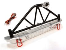 Realistic Metal Rear Bumper with Spare Tire Rack & LED for SCX-10 43mm Mount