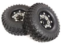 Billet Machined X9 Spoke 1.9 Wheel & Tire Set (2) for Scale Crawler (O.D.=113mm)