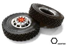 Machined Alloy T5 Front Wheel & XC Tire Set for Hex Type 1/14 Scale Trucks