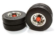 Machined Alloy T5 Rear Dually Wheel & XE Tire for Tamiya 1/14 Scale Trucks