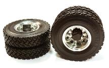 Machined Alloy T6 Rear Dually Wheel & XC Tire for Tamiya 1/14 Scale Trucks