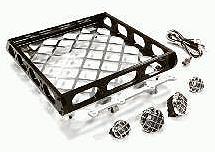 Realistic 1/10 Scale Alloy Luggage Tray 167x134x29mm with 4 LED Spot Light Set