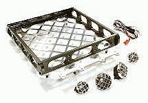 Realistic 1/10 Scale Alloy Luggage Tray 167x134x29mm with 4 LED Spot Light Set