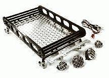 Realistic 1/10 Scale Alloy Luggage Tray 188x110x38mm with 4 LED Spot Light Set