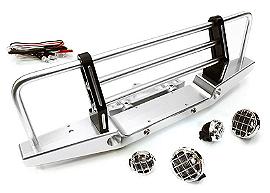 Realistic 1/10 Front Bumper w/ 43mm Mount & LED Lights for Axial SCX-10 Crawler