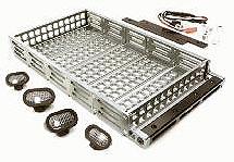 Realistic 1/10 Scale Alloy Luggage Tray 192x107x24mm with 4 LED Spot Light Set