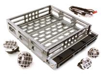 Realistic 1/10 Scale Alloy Luggage Tray 125x106x24mm with 4 LED Spot Light Set