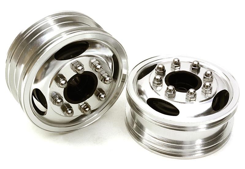 Integy RC Model Hop-ups C27021BLACK Billet Machined Alloy Front Wheel for Tamiya 1/14 Scale Tractor Trucks 