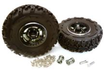 2.2x1.5-in. High Mass Alloy Wheel, Tires & 14mm Offset Hubs for 1/10 Crawler