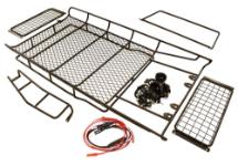 Realistic Full Roof Rack 335x182x42mm w/LED Lights for 1/10 D90 Gen-2 Scale Body