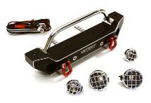 Realistic Alloy Machined Scale Front Bumper w/LED Lights for Axial 1/10 SCX10 II