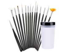 15pcs Assorted Model Paint Brush Set with Wash Container