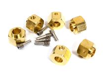 12mm Hex Wheel (6) Hub Brass 10mm Thick for Traxxas TRX-6 Scale & Trail Crawler
