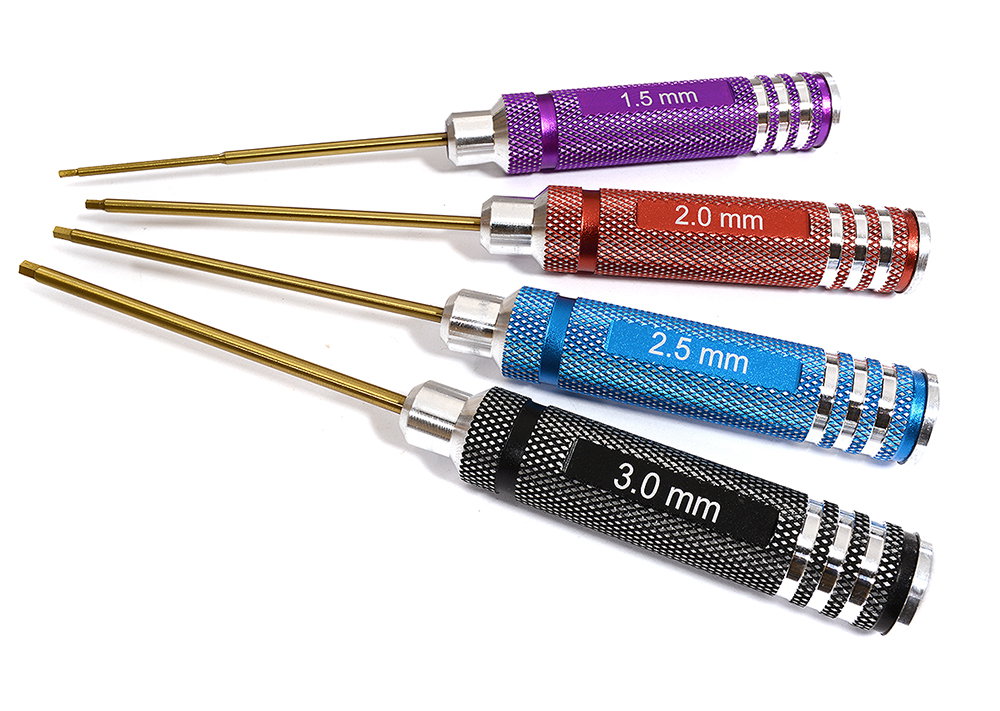 Metric Size Allen Hex Wrench Set 4pcs (1.5, 2, 2.5 & 3mm) for R/C