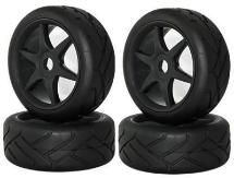 Rubber Tires, Wheels & Inserts TK02 Style w/ 17mm Hex for 1/8 Buggy Size 4pcs.