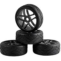 Rubber Tires, Wheels & Inserts TK08 Style w/ 17mm Hex for 1/8 Buggy Size 4pcs.