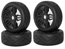 Rubber Tires, Wheels & Inserts TK01 Style w/ 17mm Hex for 1/8 Buggy Size 4pcs.