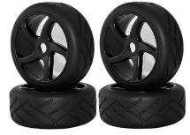 Rubber Tires, Wheels & Inserts TK03 Style w/ 17mm Hex for 1/8 Buggy Size 4pcs.