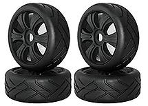 Rubber Tires, Wheels & Inserts TK07 Style w/ 17mm Hex for 1/8 Buggy Size 4pcs.