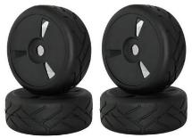 Rubber Tires, Wheels & Inserts TK04 Style w/ 17mm Hex for 1/8 Buggy Size 4pcs.
