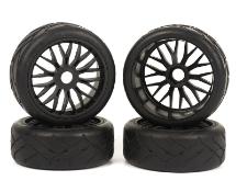 Rubber Tires, Wheels & Inserts TK05 Style w/ 17mm Hex for 1/8 Buggy Size 4pcs.
