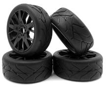 Rubber Tires, Wheels & Inserts TK10 Style w/ 17mm Hex for 1/8 Buggy Size 4pcs.