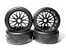 Rubber Tires, Wheels & Inserts TK12 Style w/ 17mm Hex for 1/8 Buggy Size 4pcs.