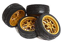 7Y Spoke Complete Wheel & Tire Set (4) for 1/10 Touring Car